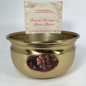 Princess House Heritage Brass Planter With Removable Plastic Liner 1989